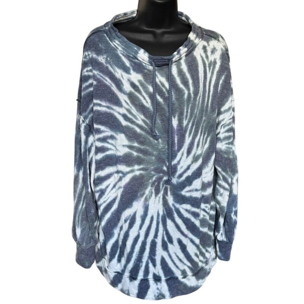 Free People We the Free Best Catch Blue White Tie Dye Oversized Sweater Sz XS